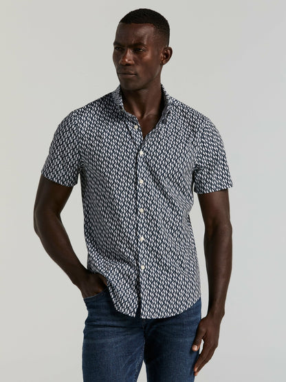 Perry Ellis Slim Fit Wave Print Total Stretch Shirt