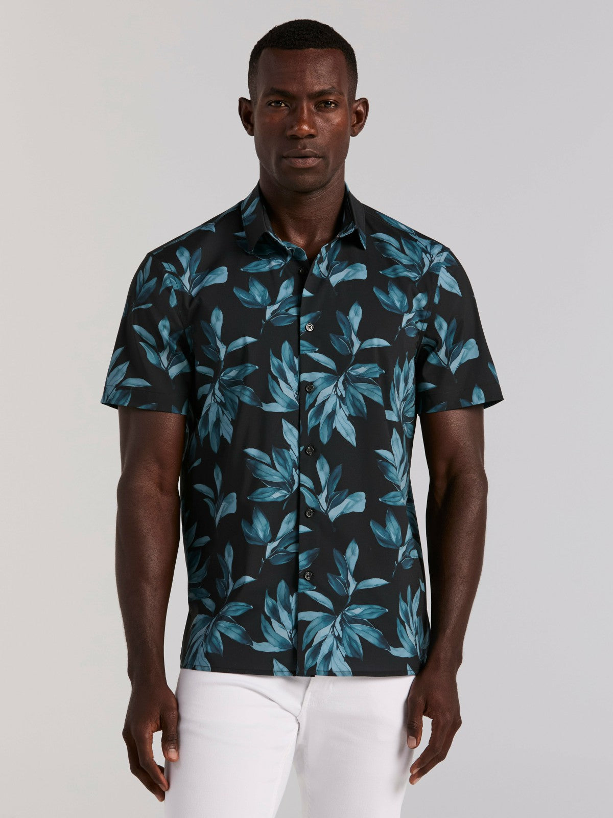 Perry Ellis Magnolia Leaf Print Total Stretch Shirt