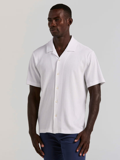 Perry Ellis Vertical Stripe Jacquard Button Front Knit