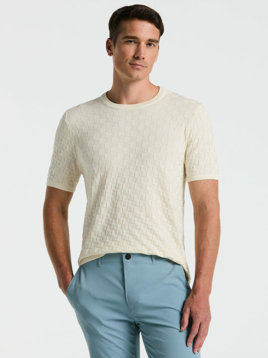 Perry Ellis Square Pattern Crew Neck Sweater Tee