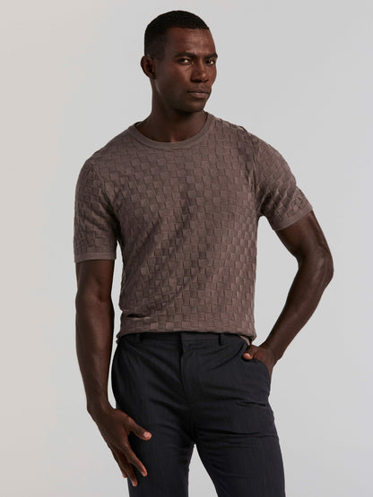 Perry Ellis Square Pattern Crew Neck Sweater Tee