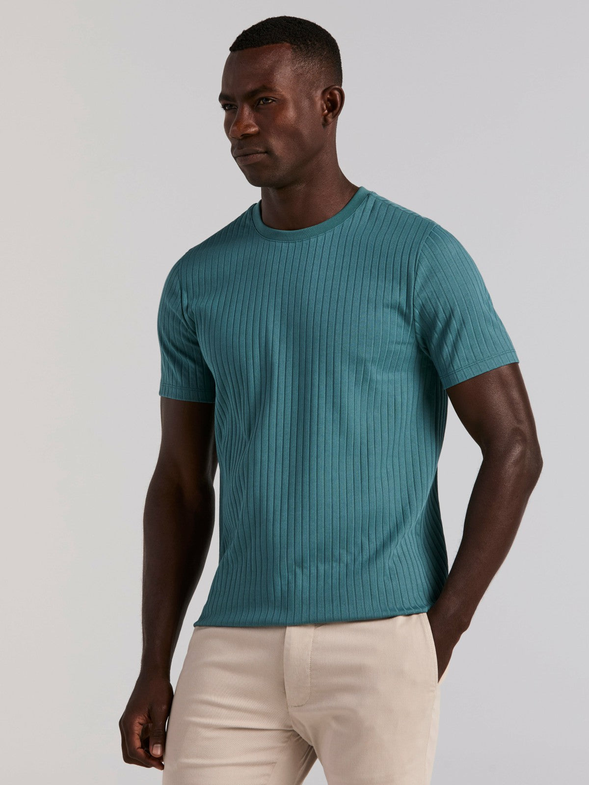 Perry Ellis Ribbed Crew Neck Tee