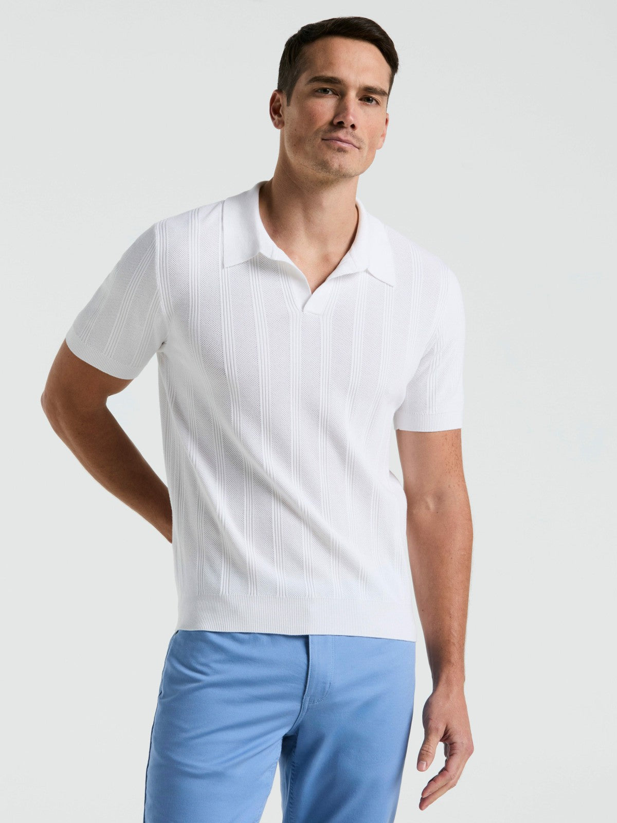 Perry Ellis Mesh Stripe Sweater Polo