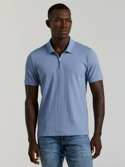 Perry Ellis Quarter Zip Ribbed Polo