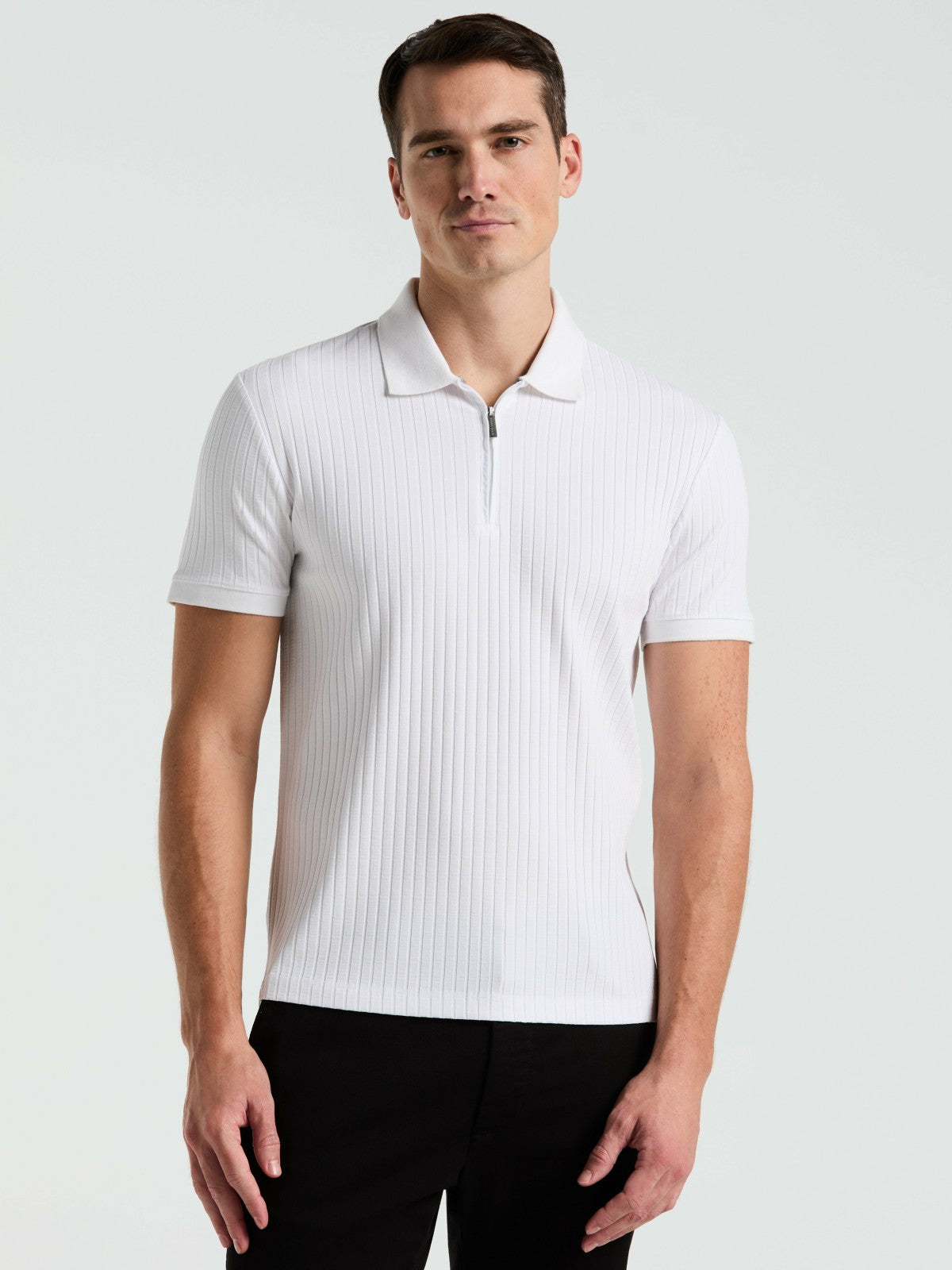 Perry Ellis Quarter Zip Ribbed Polo