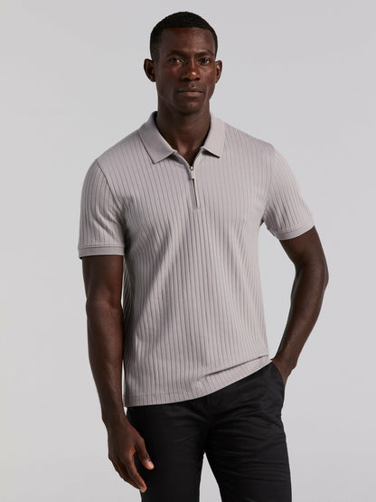 Perry Ellis Quarter Zip Ribbed Polo