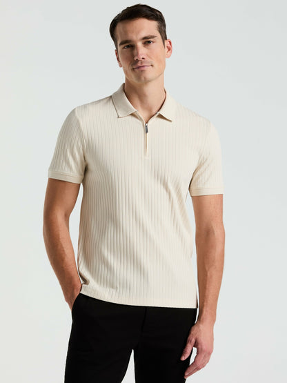 Perry Ellis Quarter Zip Ribbed Polo