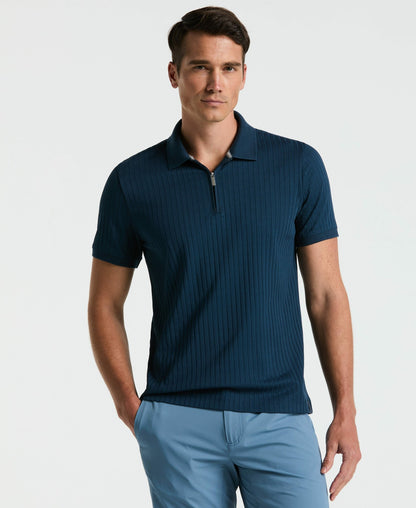 Perry Ellis Quarter Zip Ribbed Polo