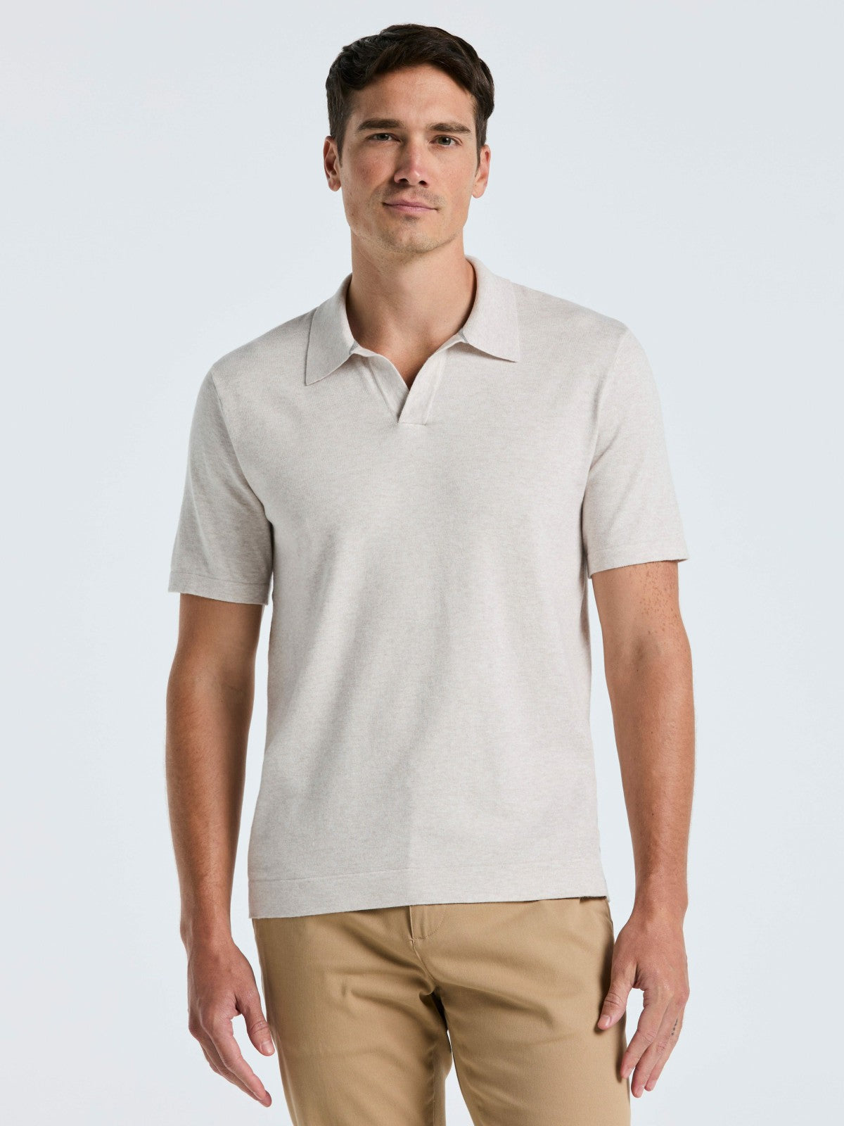 Perry Ellis Tech Knit Open Collar Sweater Polo