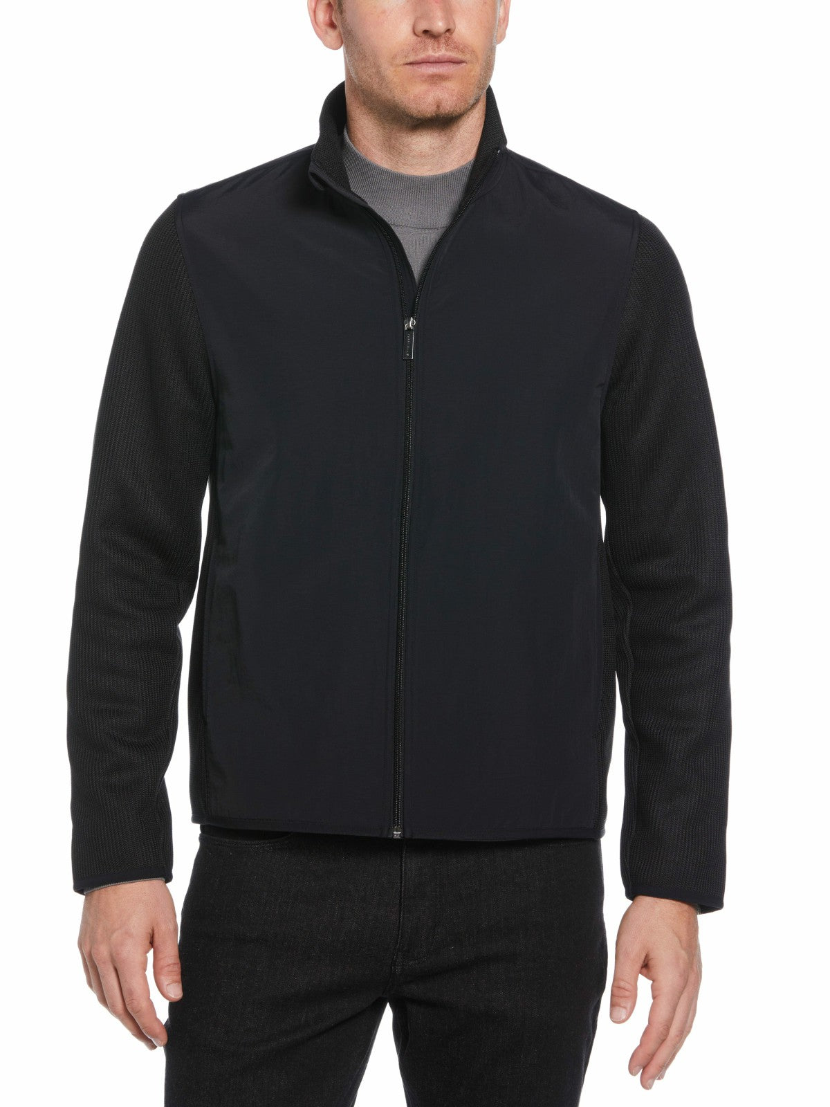 Perry Ellis Solid Stretch Full-Zip Fleece Jacket