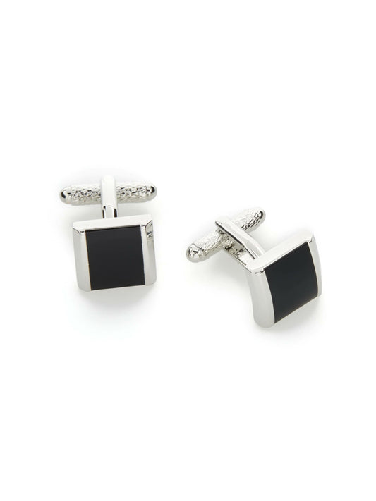 Perry Ellis Black Square Silver Cufflinks